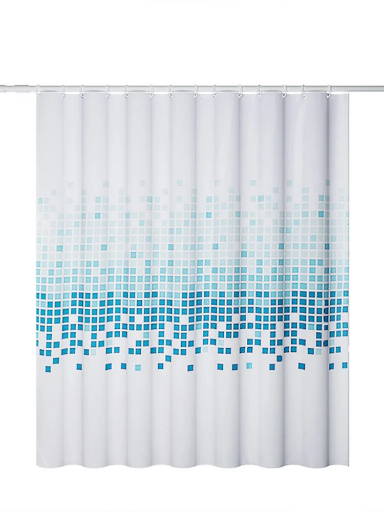 Blue Mosaic Polyester Curtain Waterproof Shower Curtain Suitable for Bathroom Bathtub Shower Curtain