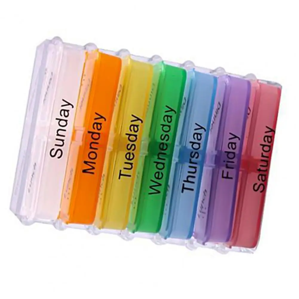 28Grids Pill Box Container 7-Day Medicine Weekly Drug Case Colorful Durable Detachable Pill Container for Outdoor