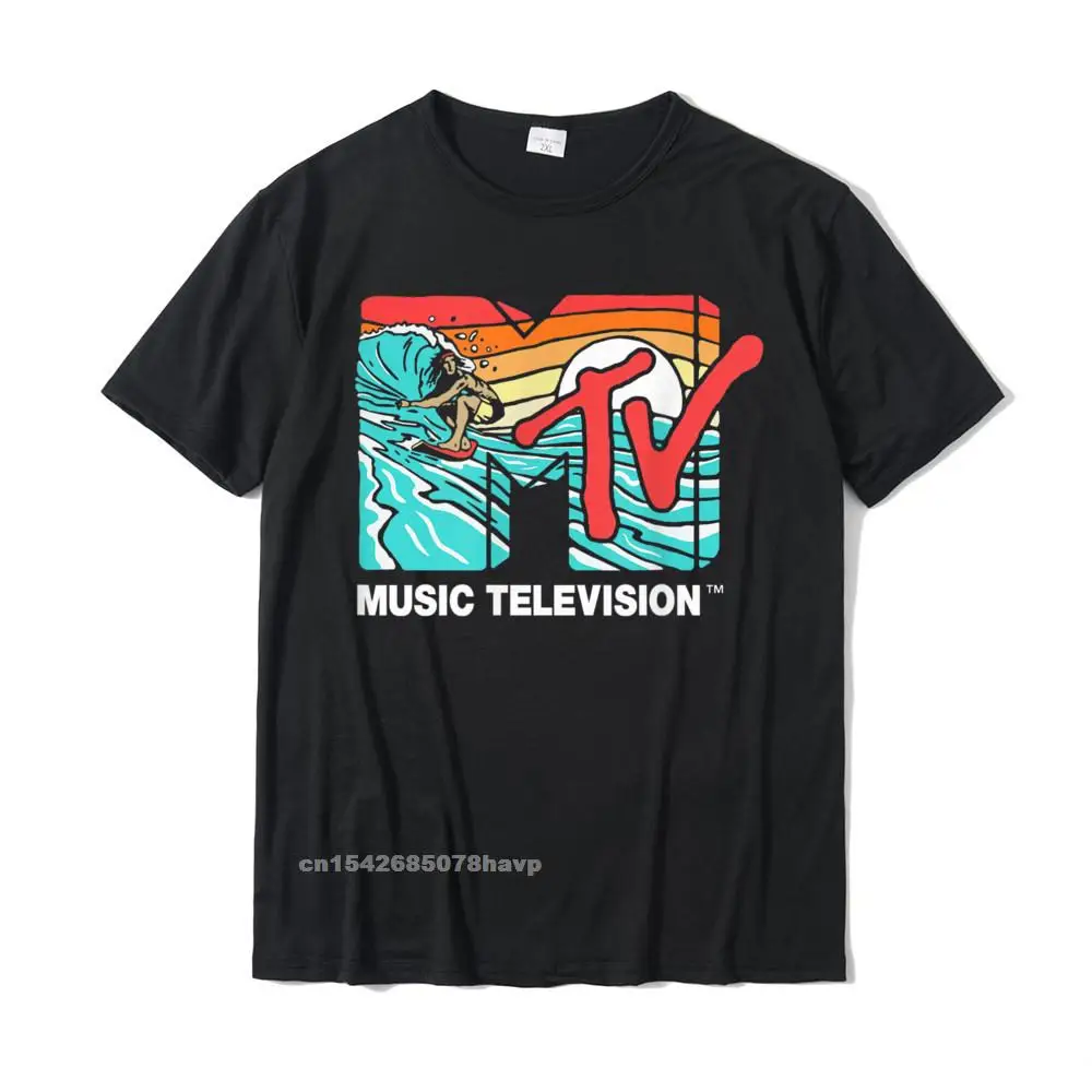 Mademark X MTV - MTV Catch A Wave MTV Surfer Logo Retro Graphic T-Shirt On Sale Men T Shirt Group T Shirt Cotton Casual