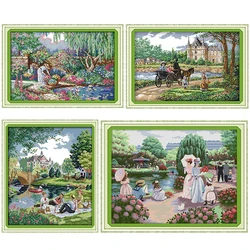 Joy Sunday Stamped Cross Stitch Kits Outing DMC 11CT 14CT Counted Printing Embroidery Cross-stitch Kit Embroidery Needlework Set