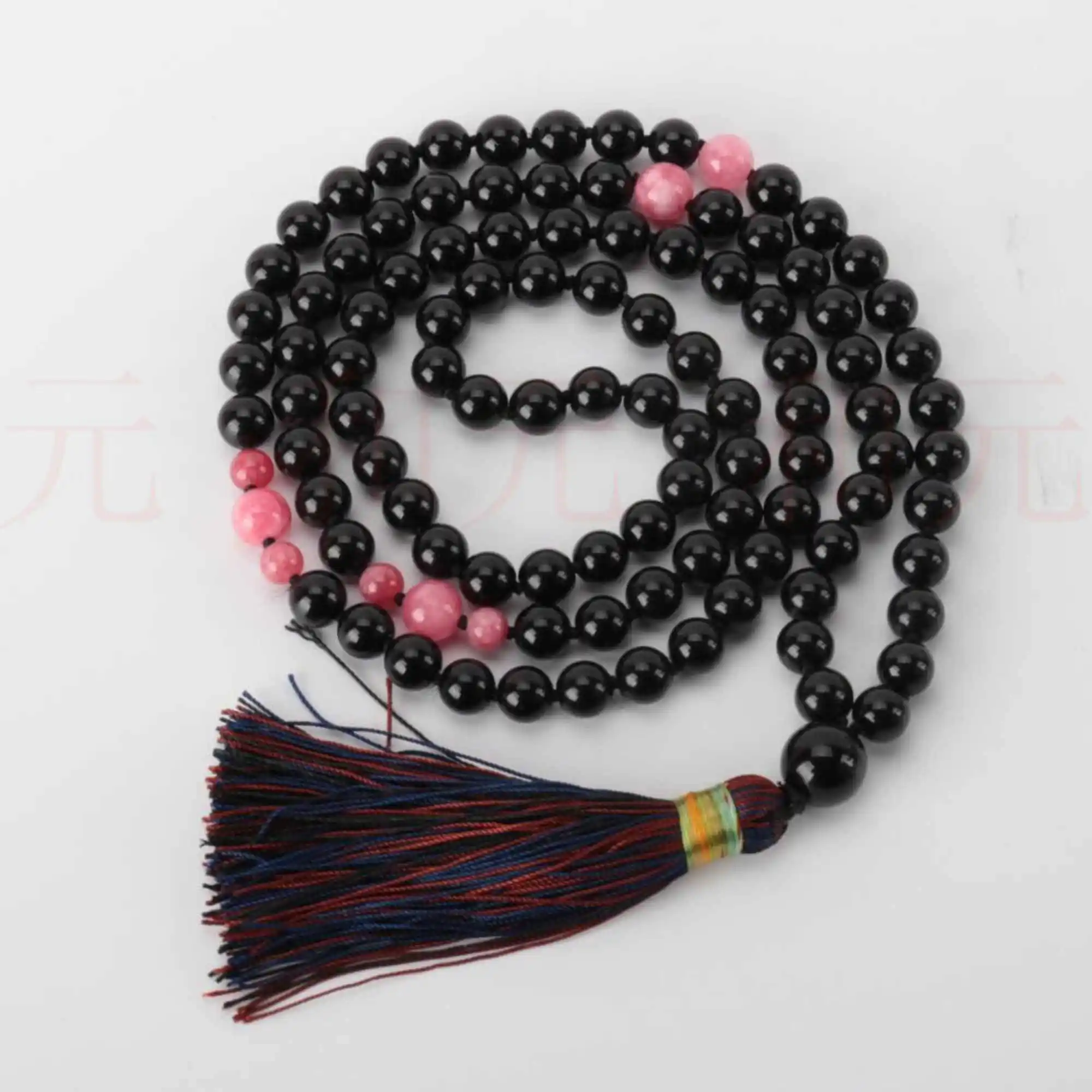 6mm 108 mala Natural pink Crystal Obsidian bead necklace spread Taseel Blessing Thanksgiving Day Meditation Classic Elegant