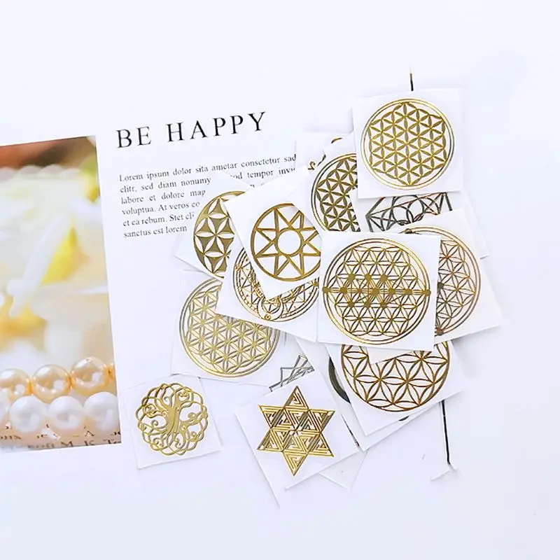 40Pcs Sacred Round Geometric Orgonite Sticker Flower Life Tree DIY Energy Tower Pyramid Material Epoxy Resin Craft