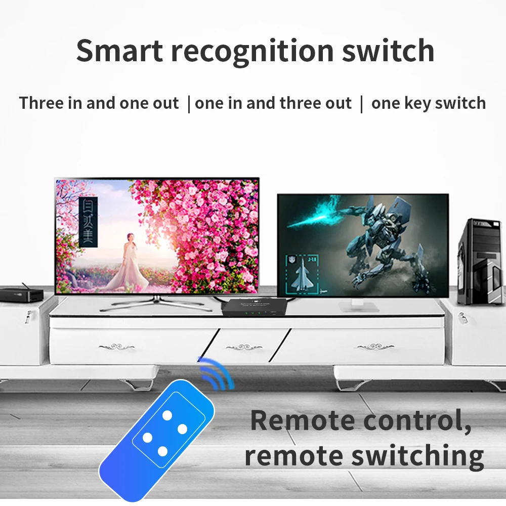 Dolby 5.1 DTS AC3 Digital Coaxial Audio Switcher 3 To 1 Bi-directional Converter Audio Splitter Extender With IR Remote Control