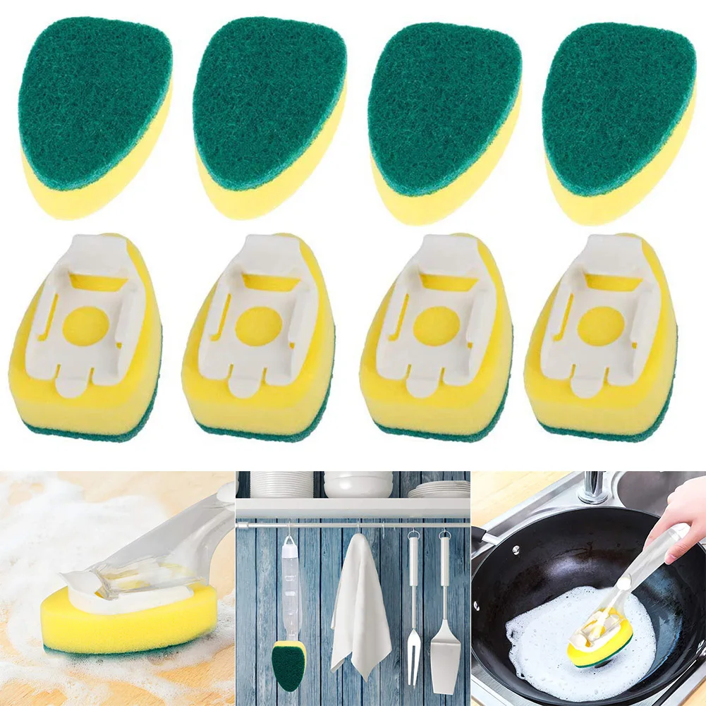 8Pcs Dishwand Refill Replacement Heads Sponge Brush Dish Scrubber Pads for Kitchen Sink PUO88