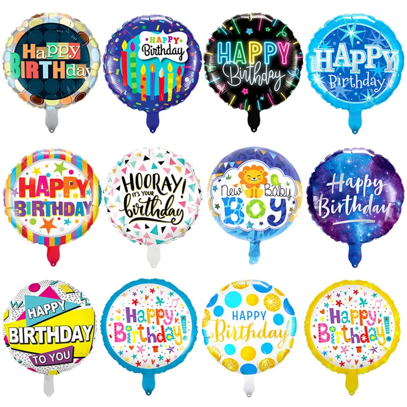 Globos redondos de helio para fiesta de cumpleaños de niños y niñas, Globos de aluminio de 7 piezas y 18 pulgadas, decoración para Baby Shower