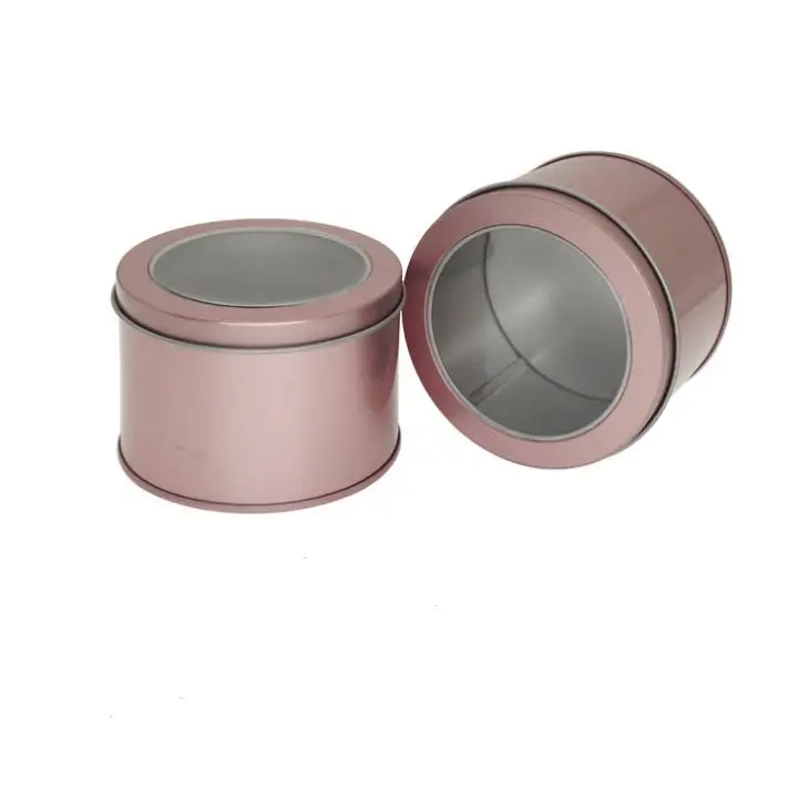 Round Tin Box with Clear Window Metal Packaging Gift Box Wholesale Storage Case Container Silver & Gold & Rose Gold Color SN153