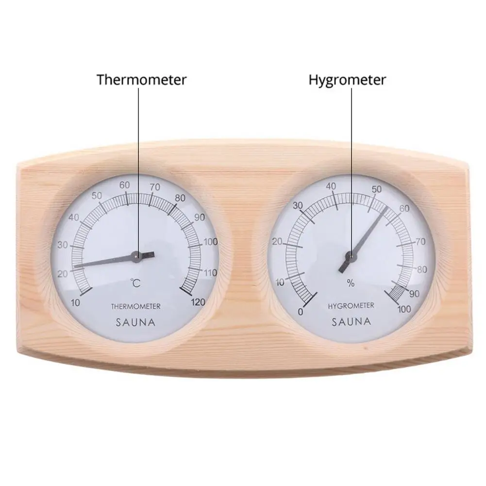 Pine Wood Sauna Hygrothermograph Durable 2 in 1 Thermometer Hygrometer Family Hotel Indoor Humidity Temperature Measure Gauge