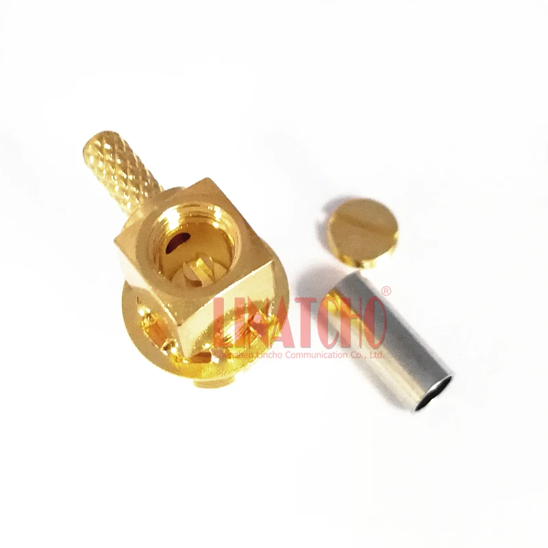 Golden lmr100 rg174 rg316 cabo coaxial ângulo direito crimp sma conector fêmea