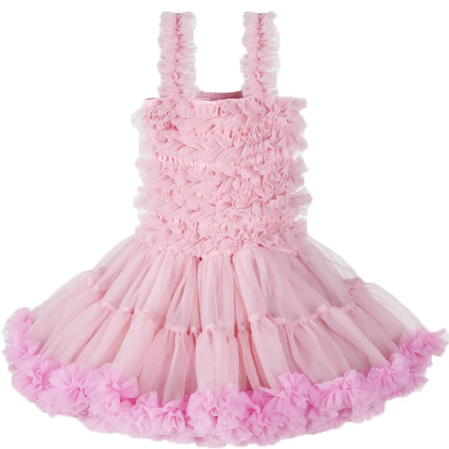 Baby girls Ruffle tutu dress Children petti dress Fluffy tulle Birthday party princess pettiskirt dress Ball gown Dance dress