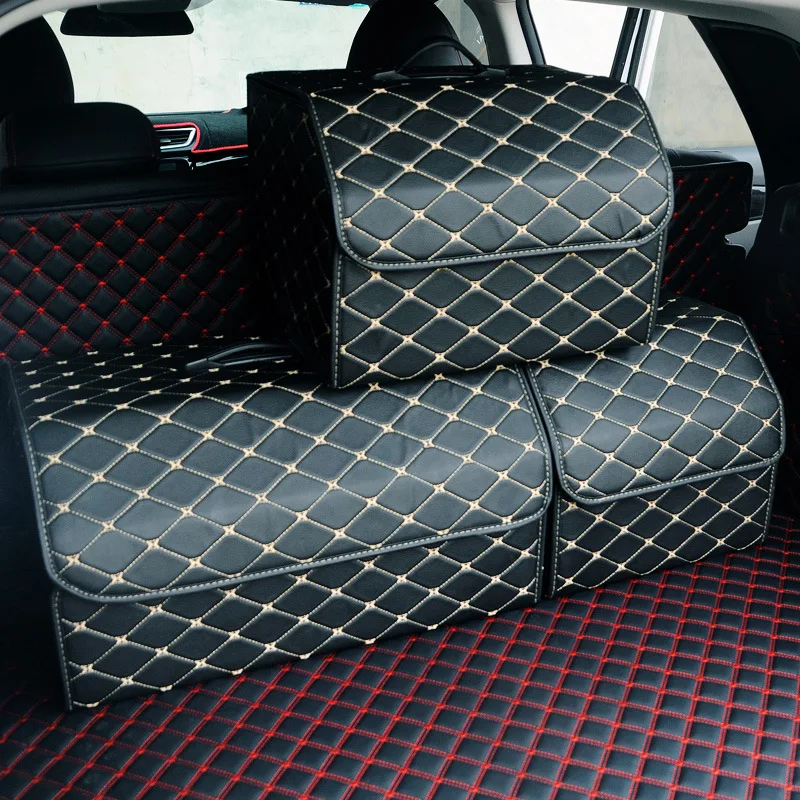 

PU Leather Car Organizer Storage Bag Trunk Organizer Box Storage Bag Folding Folding Car Trunk Stowing Tidying For Car SUV