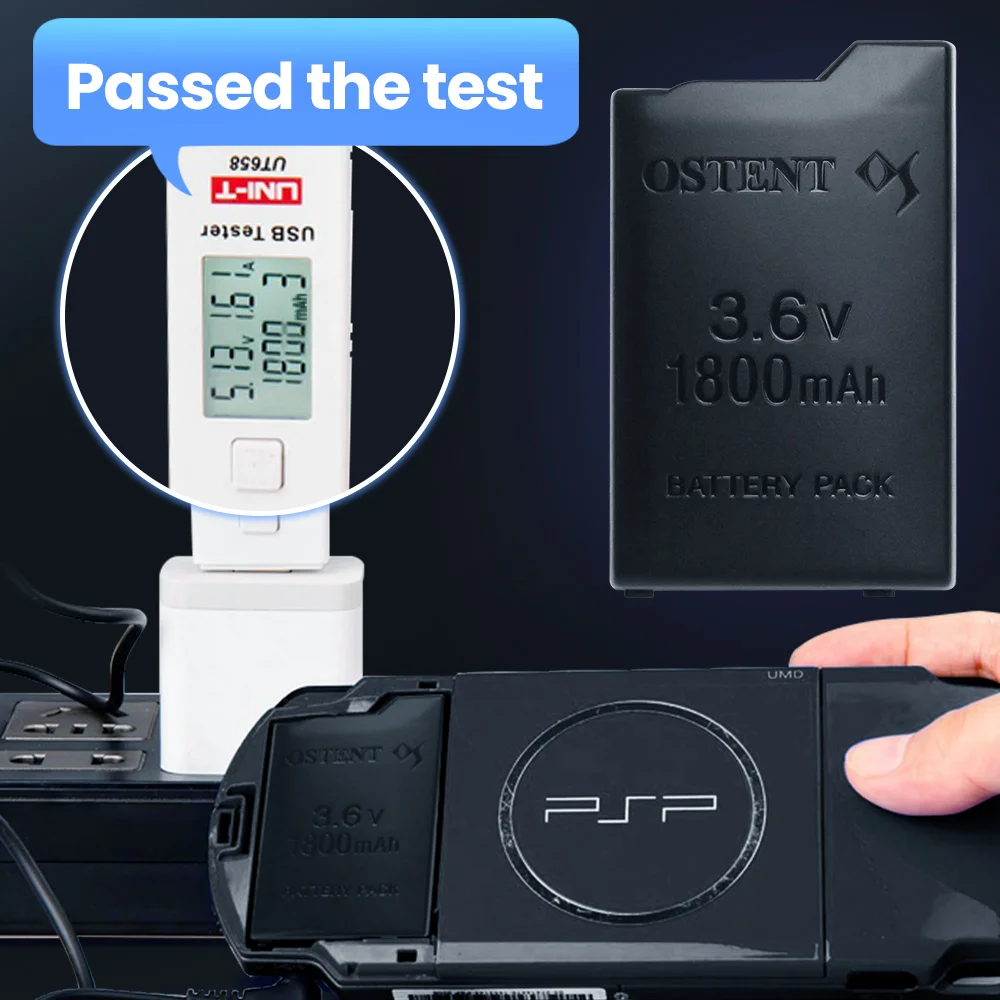 OSTENT 하이 퀄리티 실제 용량 1800mAh 2200mAh 3.6V 리튬 이온 충전식 배터리, 소니 PSP 1000 PSP-110 교체