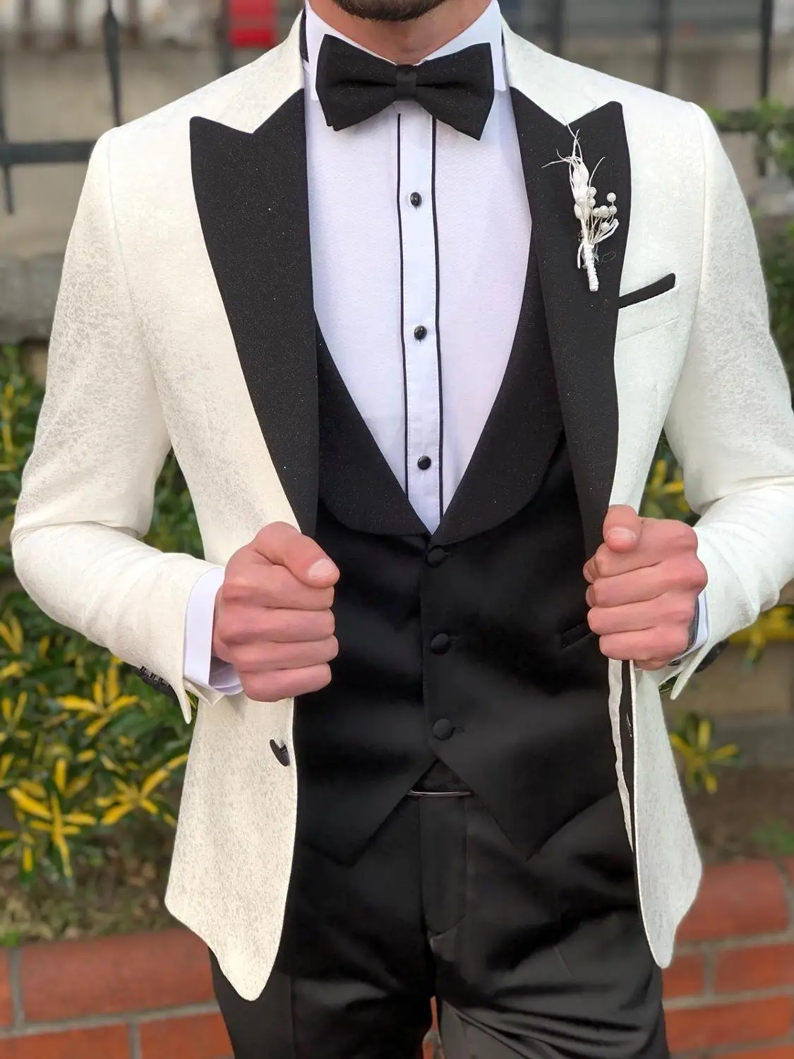 Tùy Chỉnh Nam Nữ 2020 Cưới Tuxedos Chính Thức Nhất Người Phù Hợp Với Chú Rể Mặc Tuxedos 3 Cái Quần Lót Su (Áo Khoác + Quần + Áo)