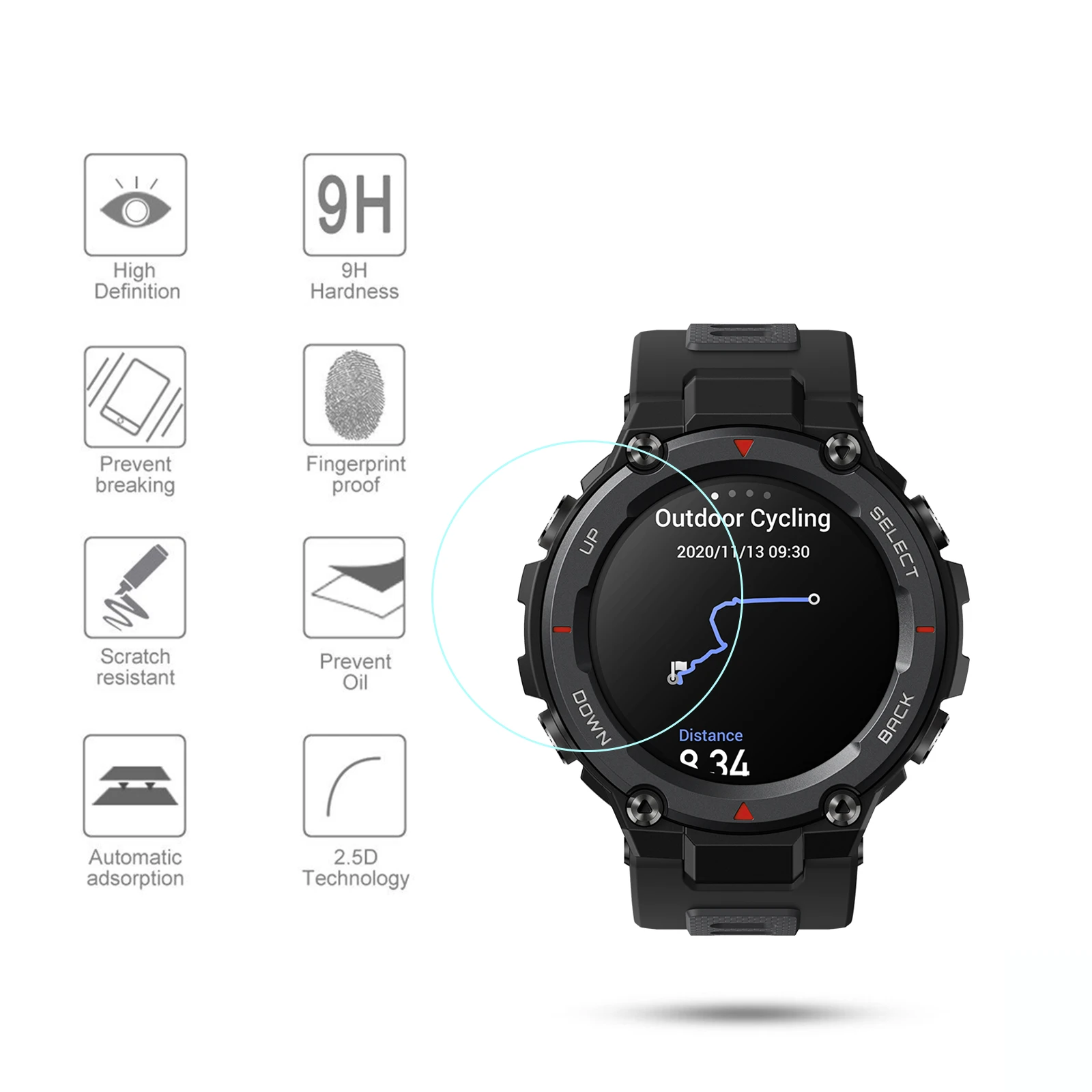 3 Gói Cho Amazfit T-Rex Pro Kính Cường Lực 9H Màng Bảo Vệ Chống Xước Chống-Rơi Vỡ