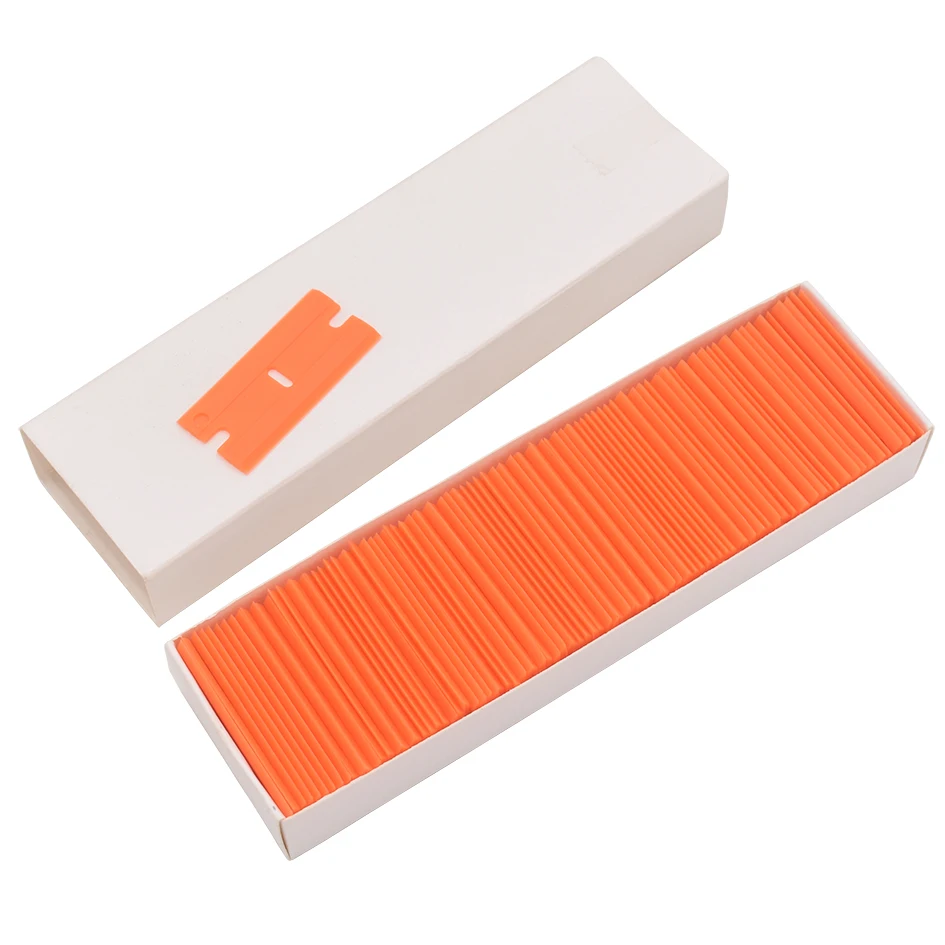 

Window Glass Clean Scraper Car Wrap Sticker Squeegee Orange Double Edged Plastic Razor Blade Lable Glue Remover