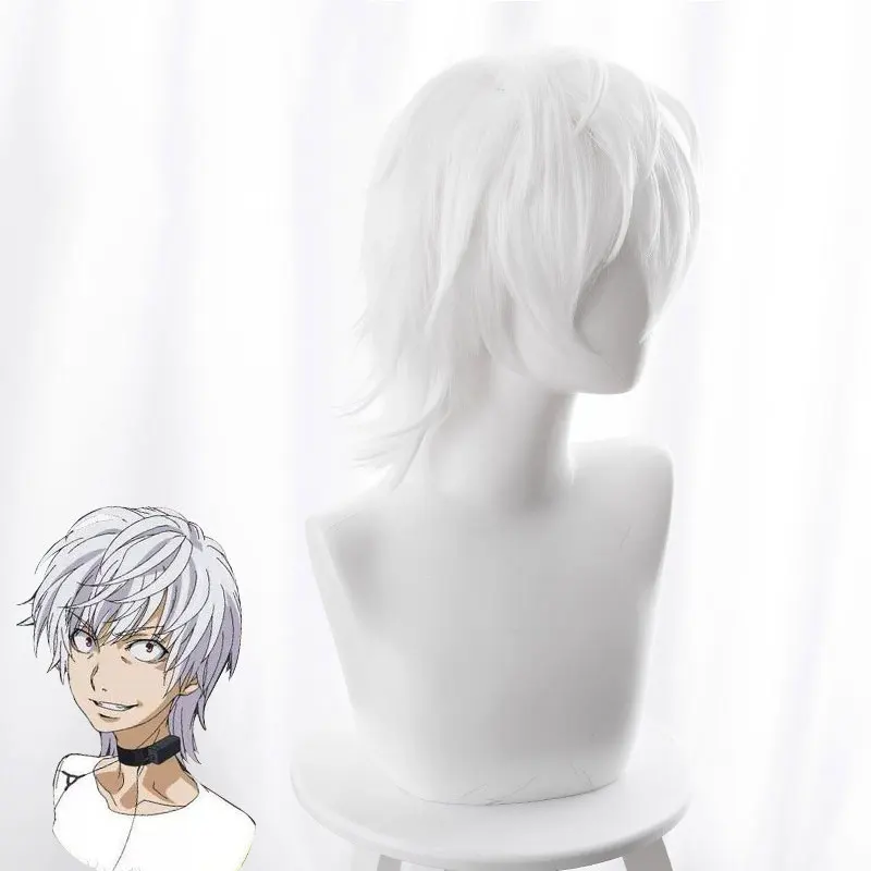 Toaru – perruque de Cosplay synthétique lisse et courte de 30cm, cheveux blancs résistants à la chaleur, pour hommes et garçons