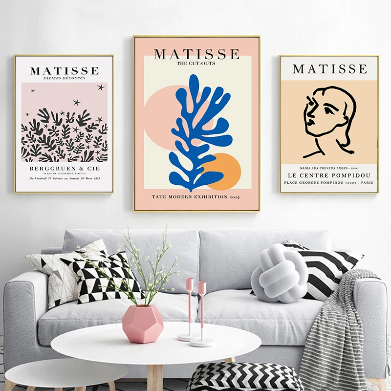 Henri Matisse Abstract Female Face Drawing Canvas Painting Cutout Print Art Exhibition Poster Wall Minimalist Picture Home Decor