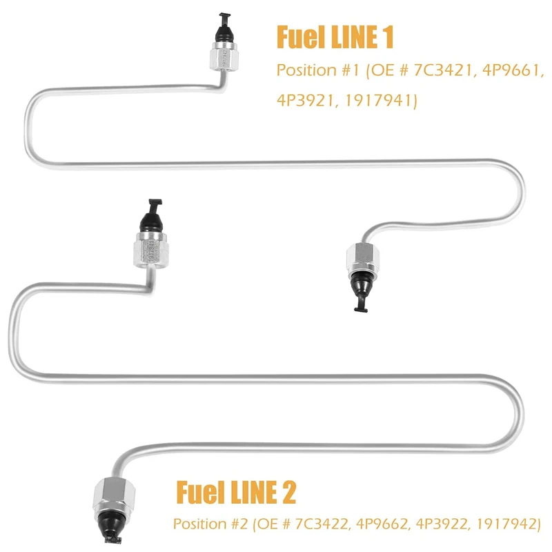 For CAT Fuel Injection Line Kit 6 pcs with Clamps Fits for Caterpillar 3406 3406B 3406C 1917941 1917942 1917943 1917945 1917946