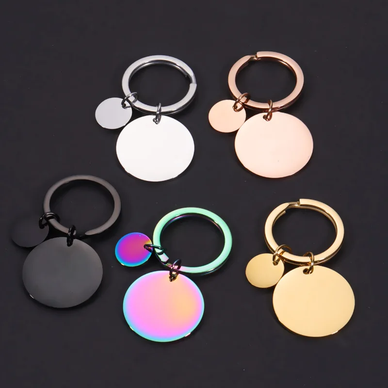 

10Pcs/Lot Stainless Steel Mirror Polished Key Chain Round Blank Bar Pendant Keyring Jewelry Making 5 Colors