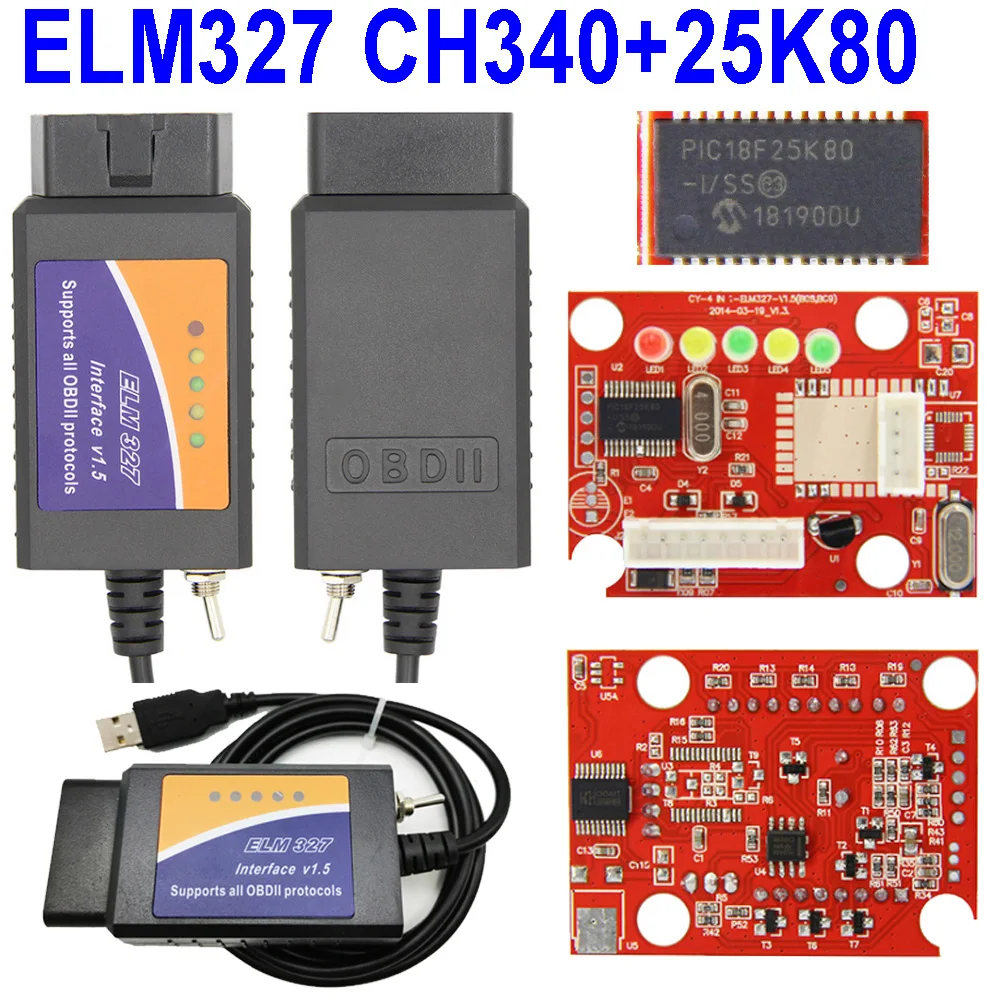 

ELM 327 V1.5 USB ELM327 PIC18F25K80 CH340 FORScan For HS-CAN/MS-CAN Switch obd obd2 USB Scanner Car Diagnostic Auto Tool