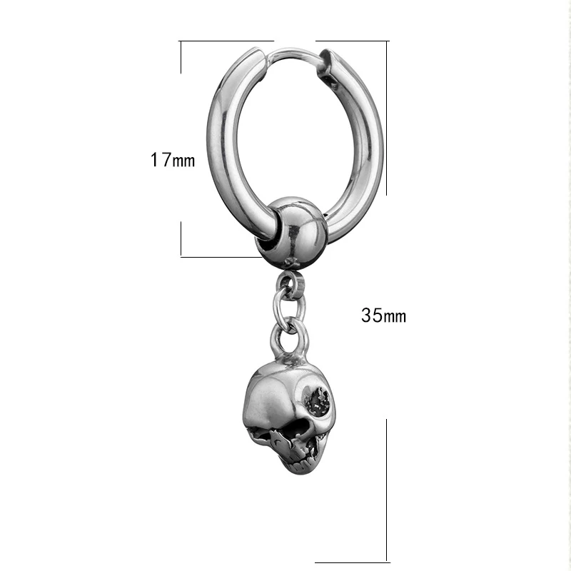 New Vintage Skull Earrings for Women Goth Hoop Earrings Men Party Jewelry Aretes De Mujer Punk Piercing Stainless Steel Earrings