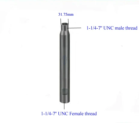 4‘’ 6‘’ 10‘’ 12‘’ 20‘‘ 39'' inches 1-1/4-7'' UNC Extension pole rod shaft for Diamond Core Drill Bits Machine 100-1000mm M31.75