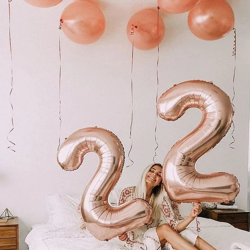 40Inch Big Silver Rose Gold Foil Number Balloons Digital Globos Birthday Wedding Party Decorations Ballons Baby Shower Supplies