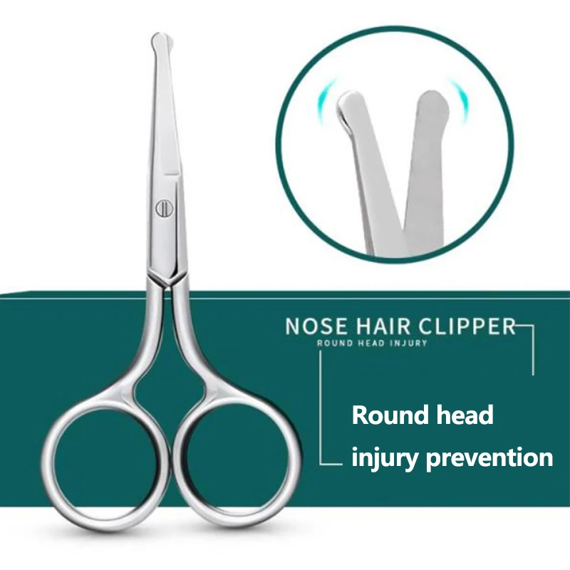 1PC Nose Hair Scissor Stainless Steel Eyebrow Nose Hair Cut Manicure Facial Trimming Makeup Scissors Safety Hair Removal Tools