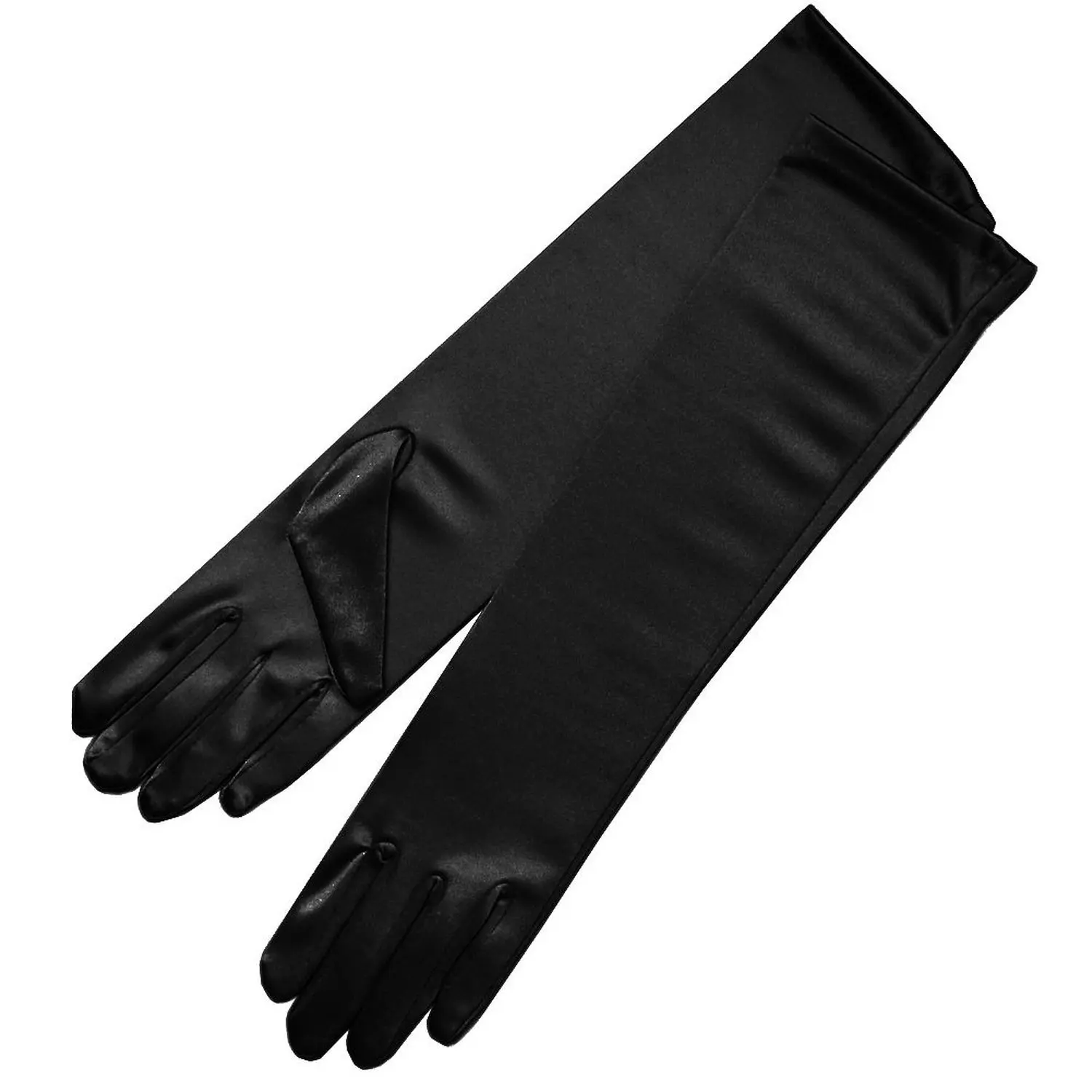 

15.5" Long Shiny Stretch Satin Dress Gloves Below-The-Elbow Length