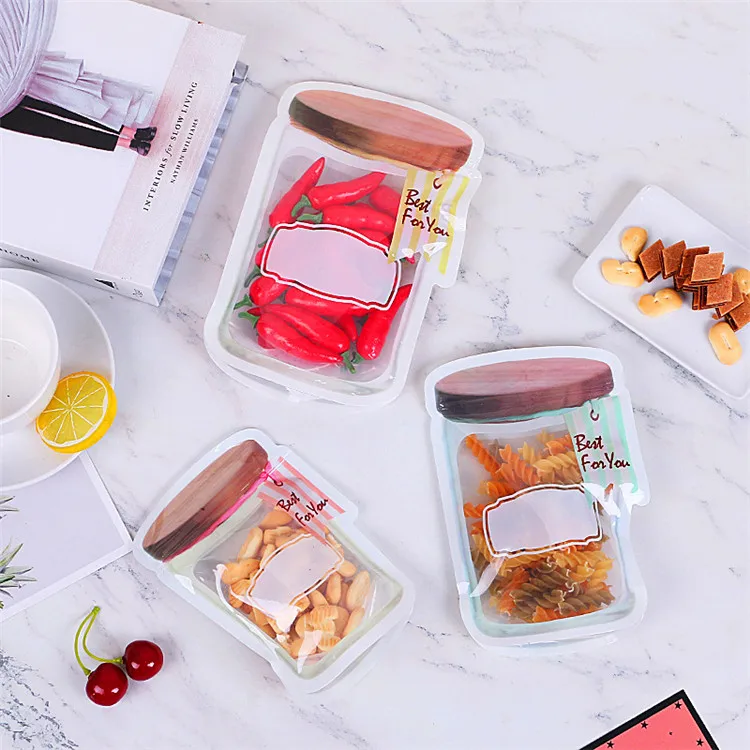 Bộ 50 Dày Mason Jar Túi Ziplock Có Thể Thu Hồi Lại Được Fidge Giữ Tươi Túi Chăn Ép Nhiệt Ăn Hoa Quả Đồ Uống Nước Đứng Lên túi