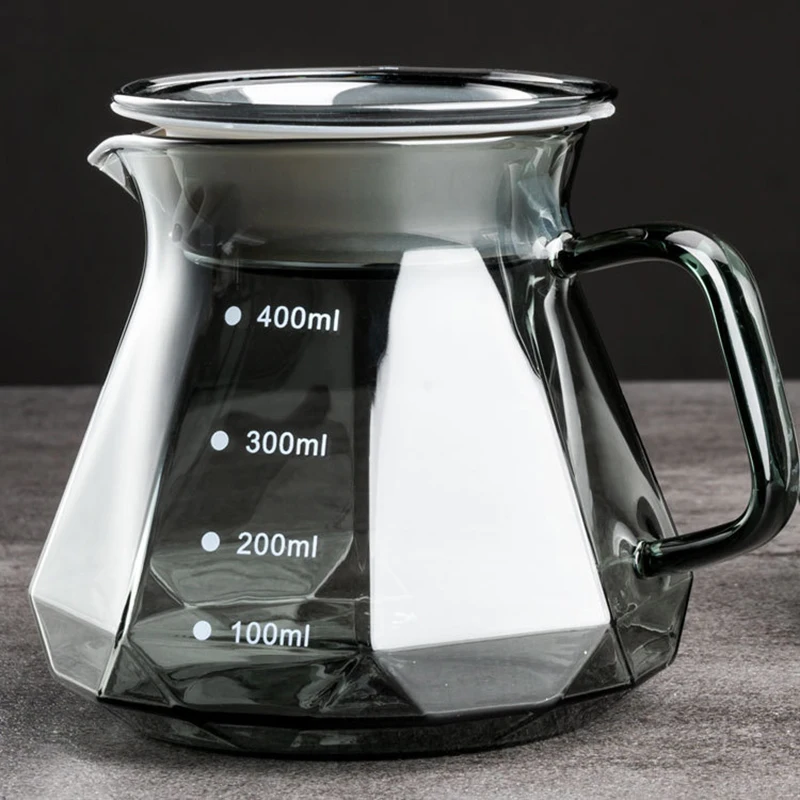 Leeseph Clear Glass Range Coffee Server For Pour Over Coffee & Tea - 600ml(20oz) Heatproof Thick Glass Body Coffee Pot (Black)