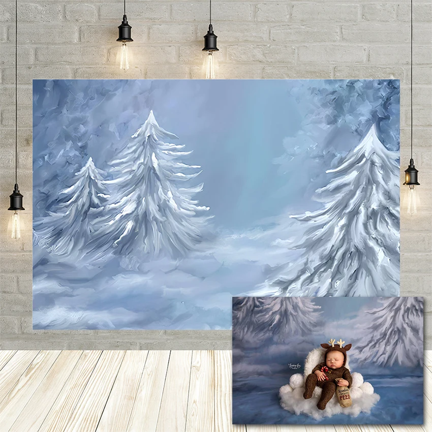 Avezano Fairy Tale Forest Photography Background Winter Silver Tree Baby Birthday Portrait Backdrop Photophone for Photo Studio