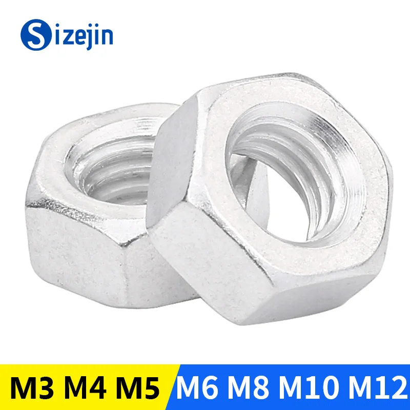 1-30pcs DIN934 Aluminum Alloy Outer Hexagonal Nut M3 M4 M5 M6 M8 M10 M12 M16 M20 M24 M1/4-20 M5/16-18Hex Nuts