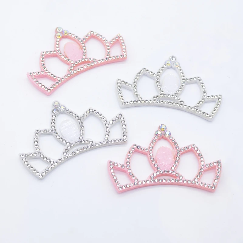 10Pcs 60*40mm Padded Crown Rhinestone Patches for DIY Clothes Crafts Decor Applique Headwear Headband Bow Jewelry Accessories