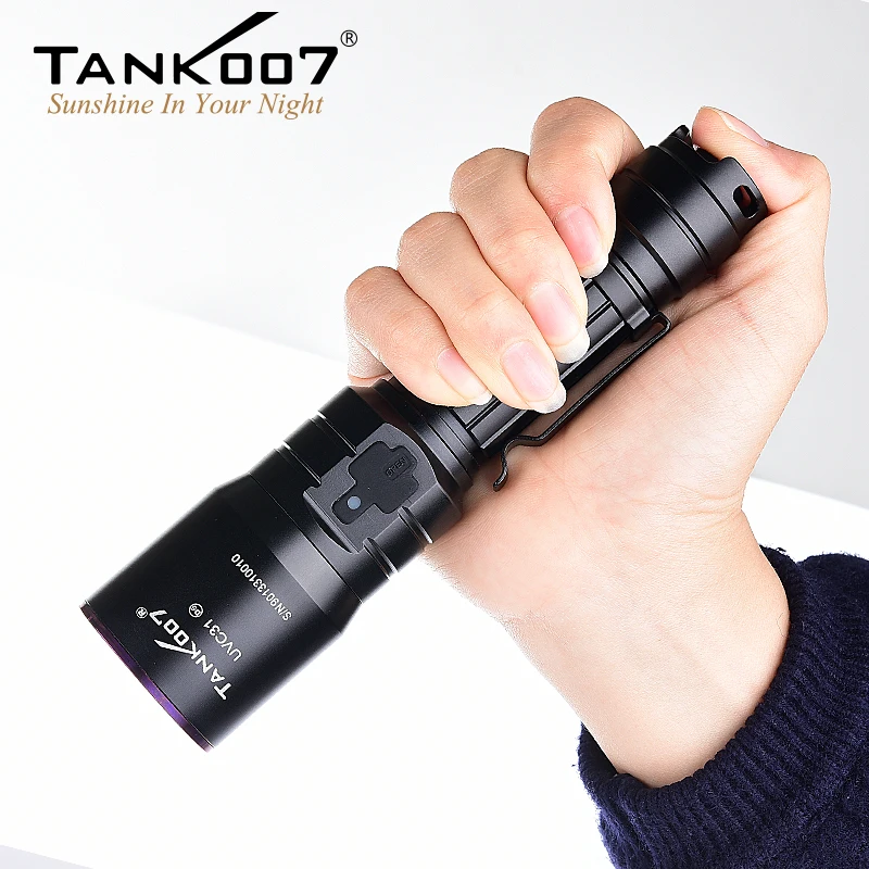 TANK007 UVC31 UV Flashlight Nichia 365nm 5W USB Rechargeable Torch Pure Ultraviolet Light by 18650 Battery for Research