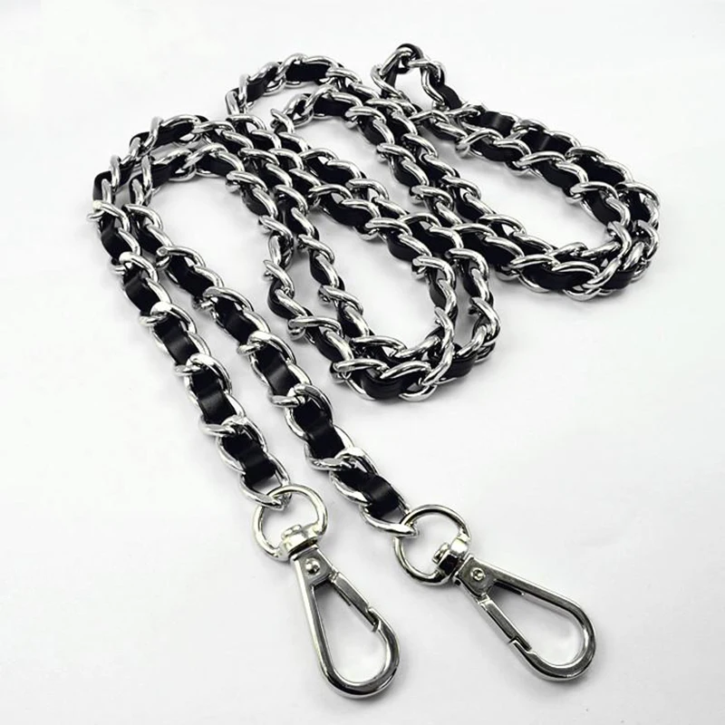 Asa de monedero de cuero PU negro DIY, reemplazo de Metal dorado, plateado, bronce, negro pistola, correas de cadena de bolso cruzado de hombro, 11mm