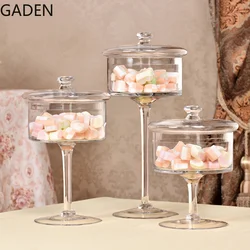 European-style Transparent Glass Cake Tray Fruit Tray High-foot Tray Dust Cover Wedding Creative Home Dessert Table Decoration