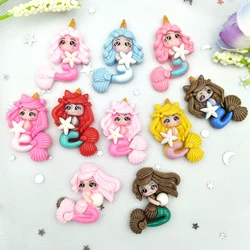 10pcs Mixed Cartoon Princess Mermaidl Flatback Resin Cabochons Embellishments Scrapbook Craft DIY Hair Accessories