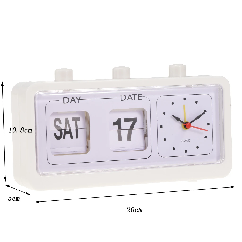 Auto Flip Down Clock Non-ticking Calendar Clock with Day Date Display