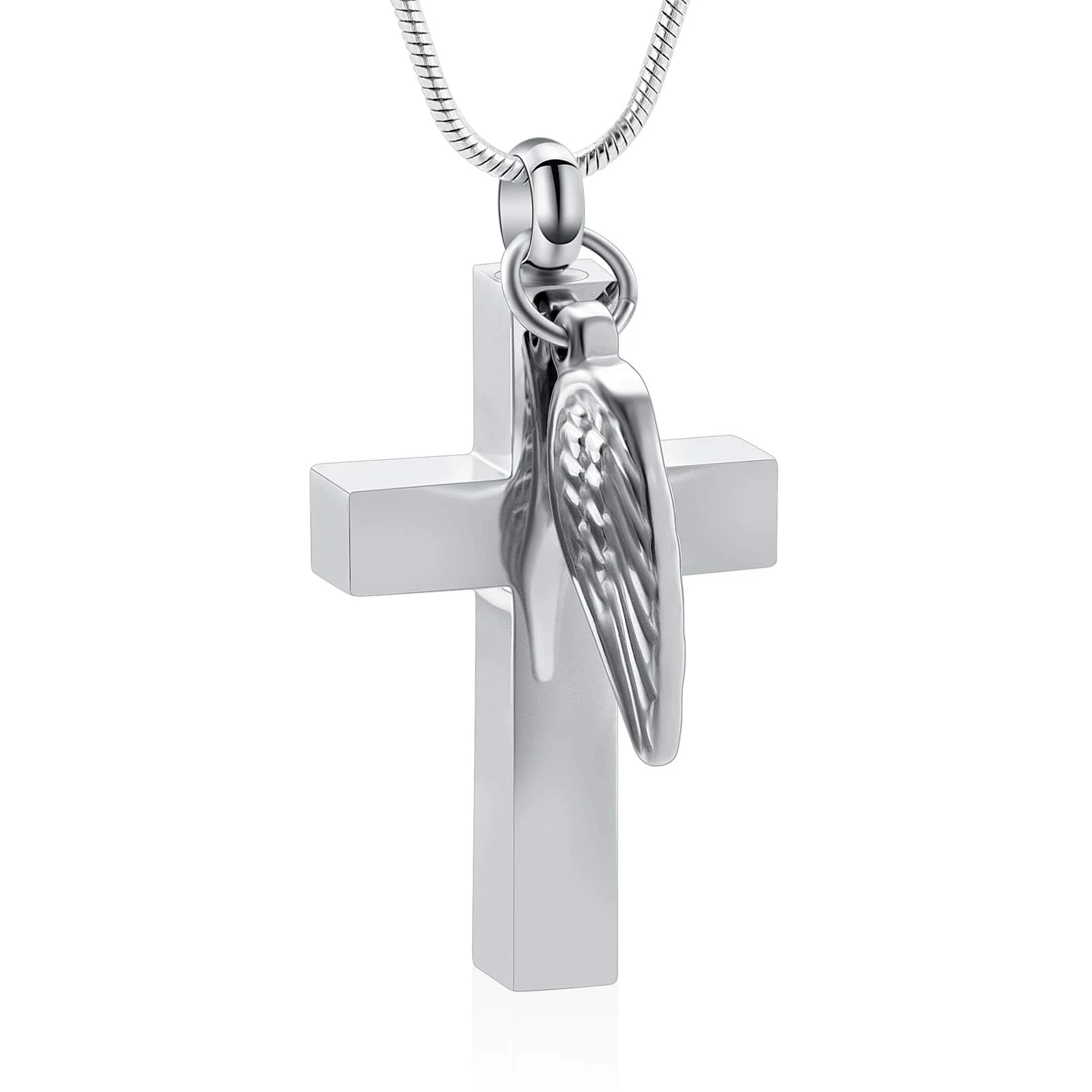 Cremation Urn Jewelry Angel Wings Cross Urn Pendant Memorial Remains Ashes Keepsake Urn Necklace for Women Men