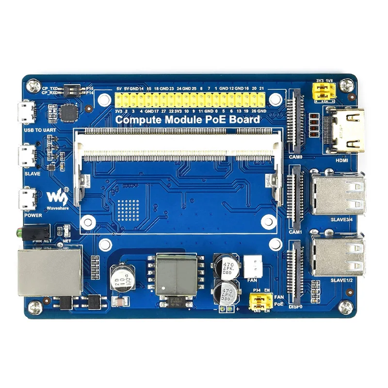 Raspberry Pi Compute Module 3 IO Board with PoE Ethernet 4x USB GPIO Expansion Board for Raspberry Pi CM3 / CM3L / CM3+ / CM3+L