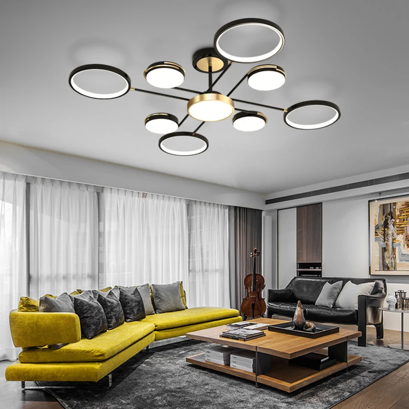 

5/7/9 Rings Chandeliers For Office Kitchen Bedroom Living Room Studyroom Villa Foyer Indoor Lighting Lights With Remote Control