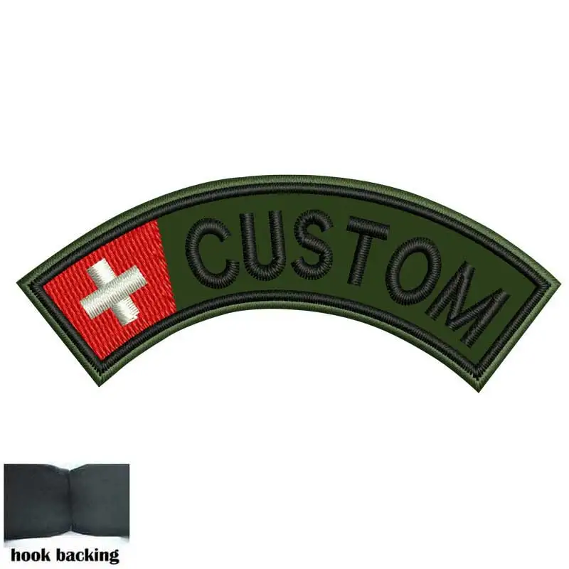 Custom Switzerland Flag Name Patches Personalized Iron on Hook Backing