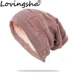 LOVINGSHA dorosłych mężczyzn ciepła czapka zimowa dla kobiet unisex nowa wełniana dzianina Casual czapki Skullies marka Outdoor czapki bawełniane HT138