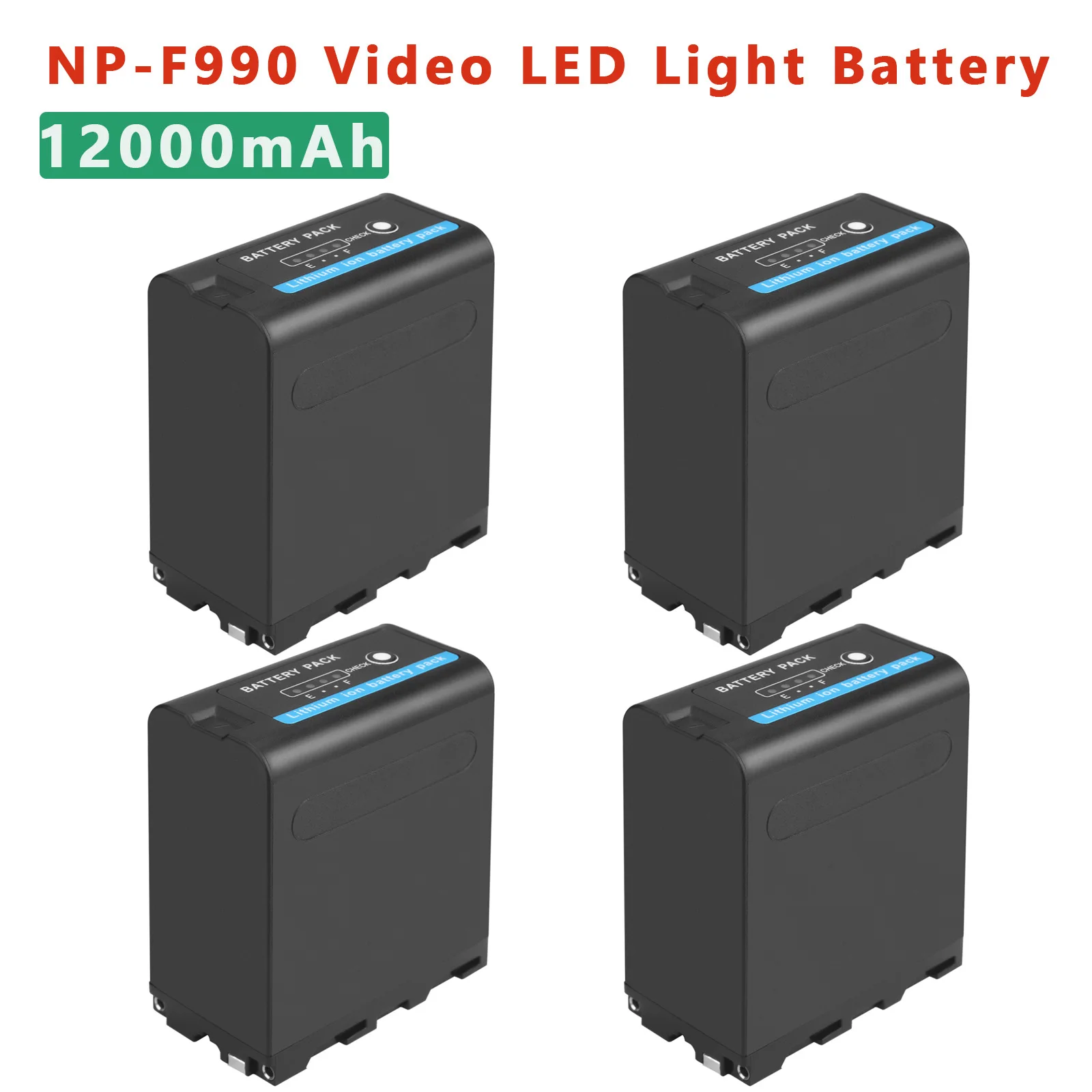 NP-F990 NP-F970 12000mAh  Rechargeable Lithium-ion Battery Pack For NP-F550 F750 F970 F960 LED Video Light Lamp Battery