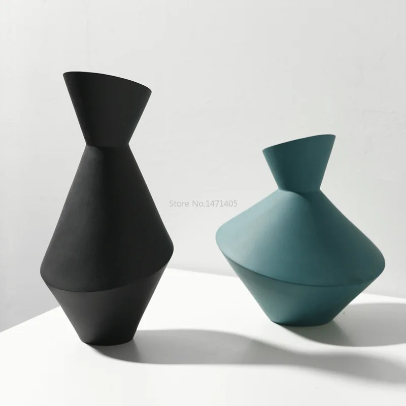 

Nordic style home decoration ins creative models vase abstract crafts living room soft decoration geometric ceramic flower