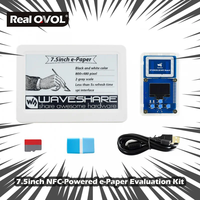 

RealQvol HD 7.5inch e-paper NFC-Powered Evaluation Kit Wireless Powering & Data Transfer Suitable for Supermarkets Shelf Lable