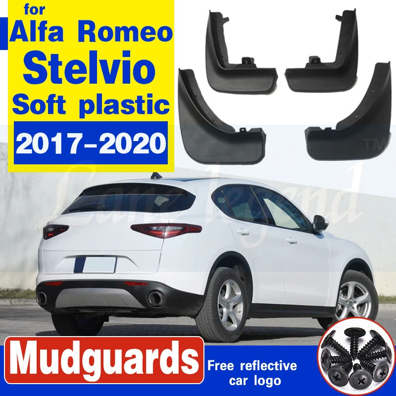 Car Mudflaps Front Rear Mudguards For Alfa Romeo Stelvio 2017-2020 Splash Guards Mud Flap Car fender Soft plastic Accessories