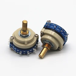 Sealed Rotary Wave Band Switch 2*4 2-Layer 4-Gear Solid Copper Round Handle Duplex Common Pin  1PC