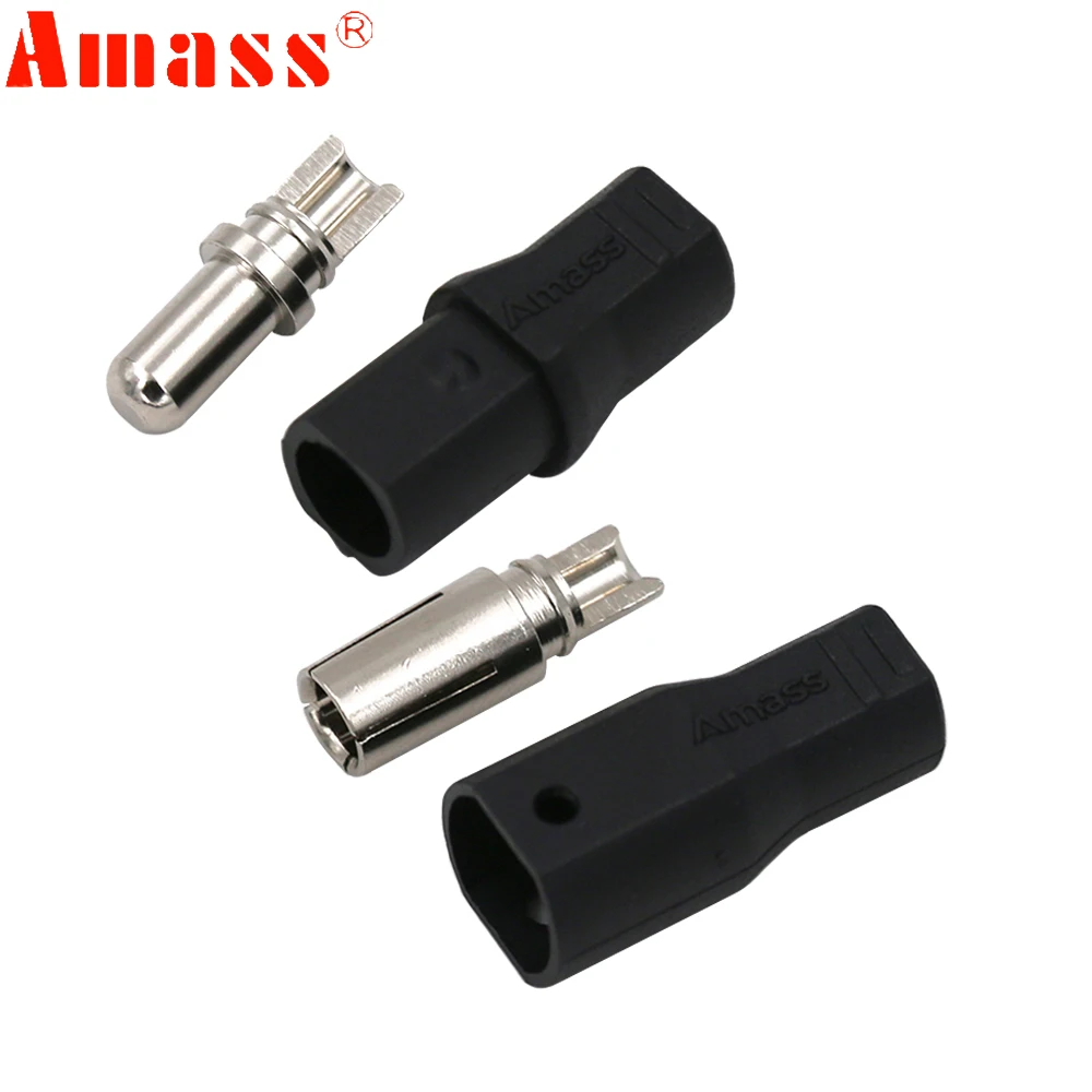 5/10Pair Amass SH4.0U DC500V 35A-50A 4.0mm Bullet Connector with Protective Sleeves For RC Lipo Battery ESC Motor Quadcopter