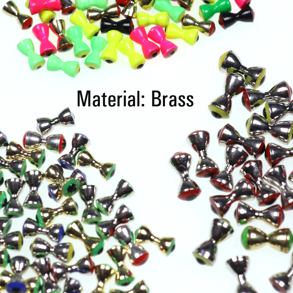 ICERIO 10PCS Solid Dumbbell Fish Eyes Fly Tying Materials Sunken Brass Dumbbell Beads